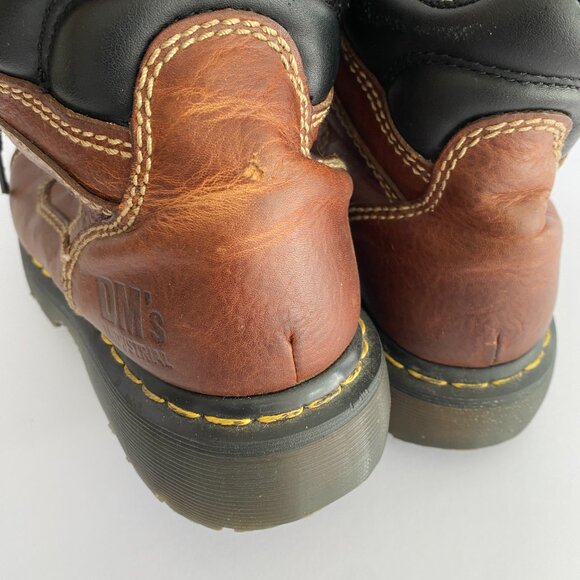 Dr Martens Brown Leather Chunky Steel Toe Industrial Boots 8845 Vintage Docs